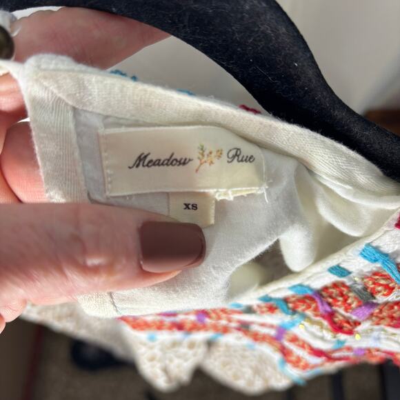 Anthropologie Meadow Rue sleeveless 100% cotton embroidered Top size XS - Picture 6 of 6